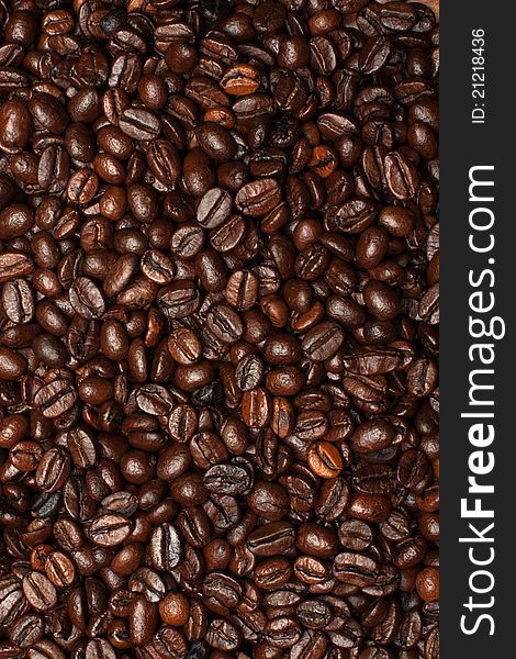 The background of coffee beans close up