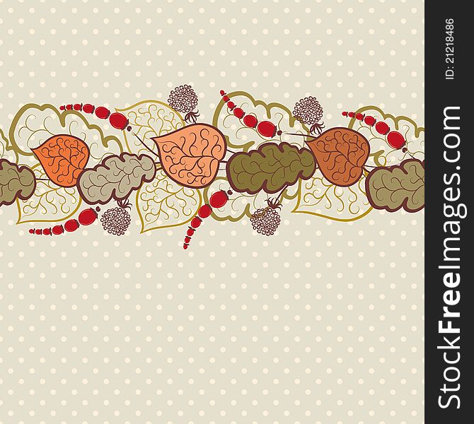 Autumn vector background with leaves and berries