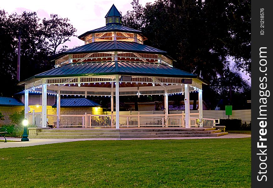 Horizontal HDR image of a gazebo in a park. Horizontal HDR image of a gazebo in a park