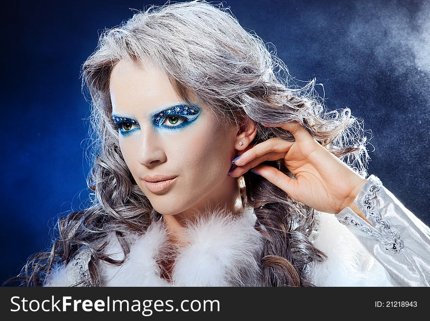 Portrait of beautiful girl's fantasy make-up