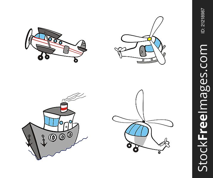 A small collection of cartoon of transport