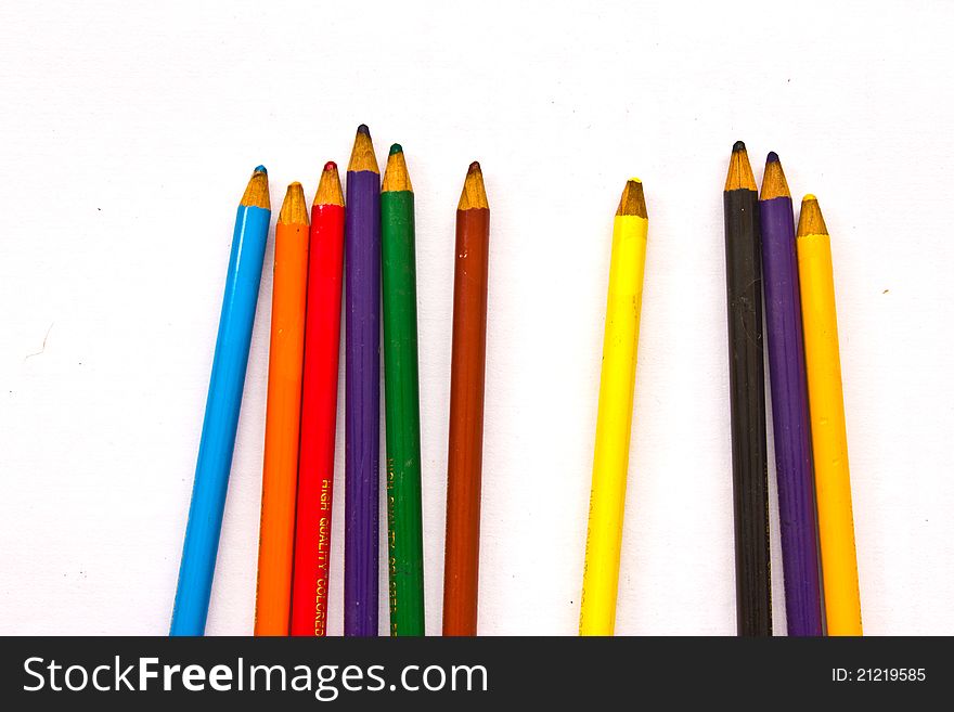 Different color of the colored pencils