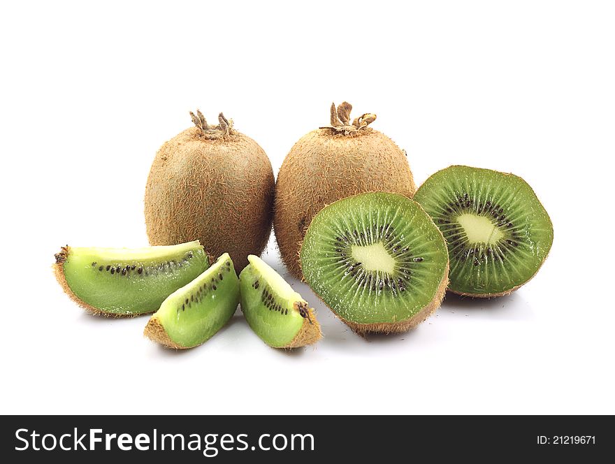 Fresh kiwi fruits isolated white background.