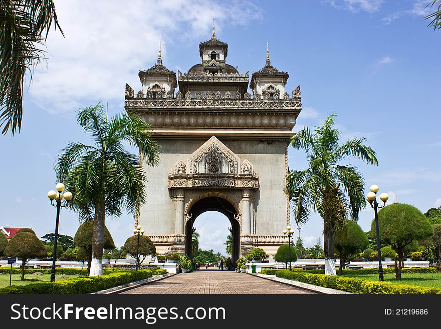 Victory gate or Patuxay in Laos. Victory gate or Patuxay in Laos