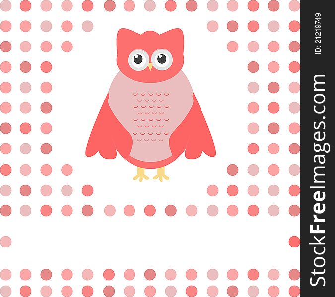 Cute owl card. Baby girl arrival announcement card vector