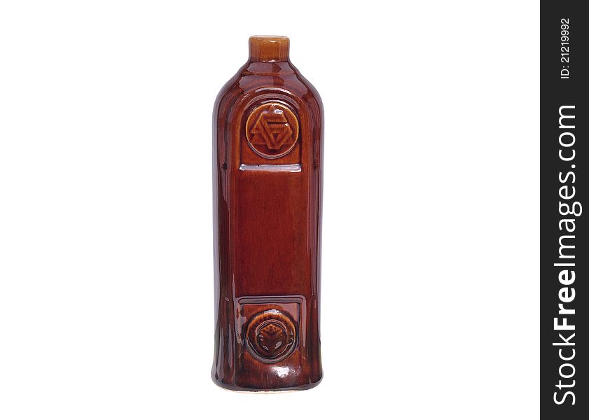 Decorative Ceramic Bottle Isolated On White