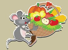 Free Thanksgiving Day Rat With Basket Stock Photo - 21221090