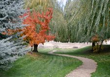 Manicured Winding Park Path Stock Photo Manicured Winding Park Path Stock Photo