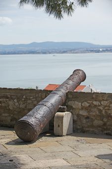 Cannon In The Fortress Of Lisboa Stock Photography
