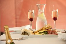 Restaurant Entree With Champagne Royalty Free Stock Images Restaurant Entree With Champagne Royalty Free Stock Images