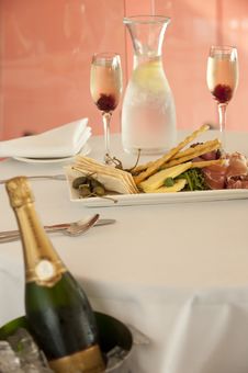Restaurant Entree With Champagne Royalty Free Stock Photo Restaurant Entree With Champagne Royalty Free Stock Photo
