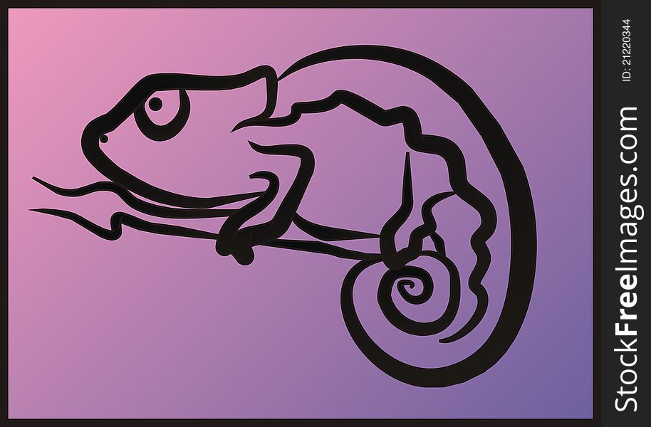 Image of a chameleon on a violet background. Vector illustration. Image of a chameleon on a violet background. Vector illustration.