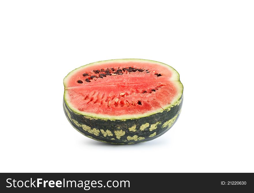 Half of freshness watermelon on white background. Isolated with clipping path. Half of freshness watermelon on white background. Isolated with clipping path