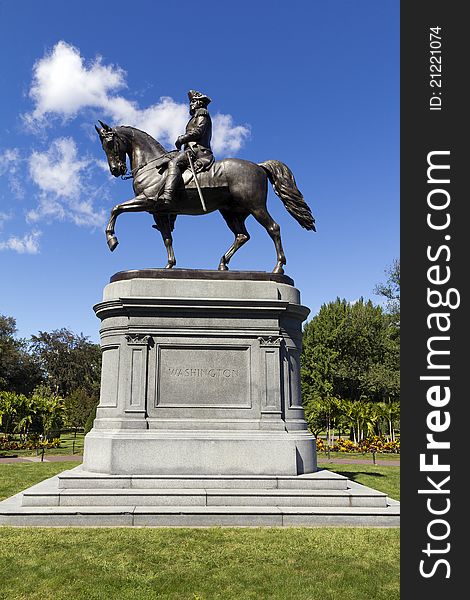 Washington monument at the Boston Public Garden in Massachusetts, USA.