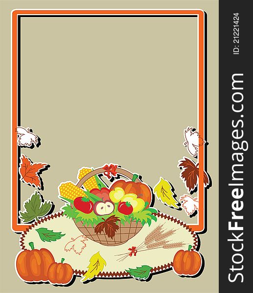 Thanksgiving day:vertical frame on the olive background.