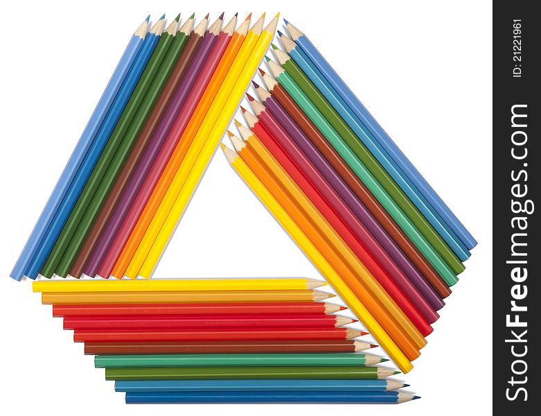 Triangular frame made of colored pencils