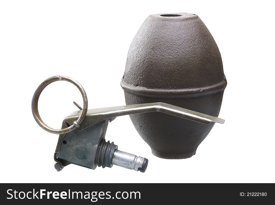 Grenade igniter with ring isolated on white. Grenade igniter with ring isolated on white