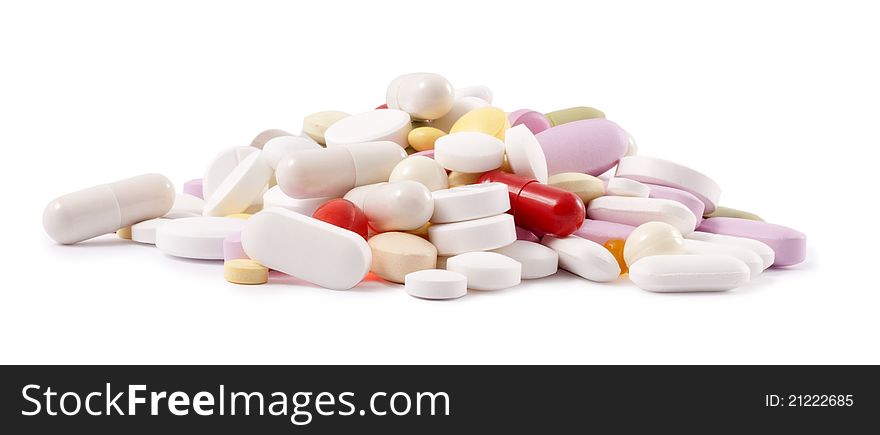 Slide different pills on a white background