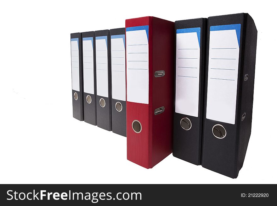 A isolated row of ringbinders. A isolated row of ringbinders