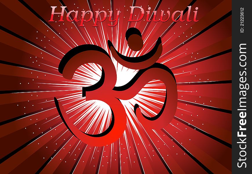 Rays Background With Isolated Aum For Happy Diwali