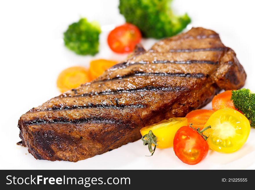 Grilled Gourmet Steak with Broccoli,Cherry Tomato