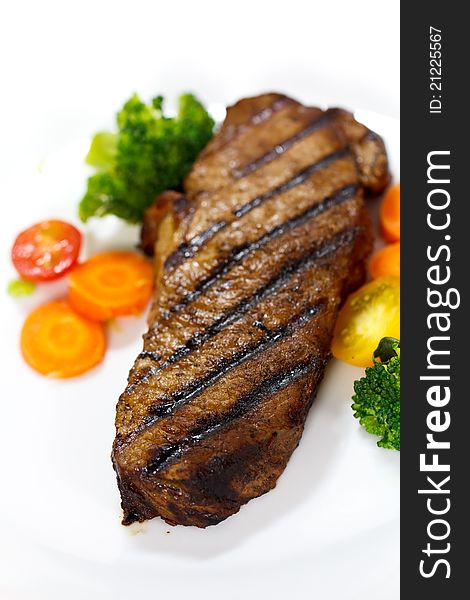 Grilled Gourmet Steak with Broccoli,Cherry Tomato