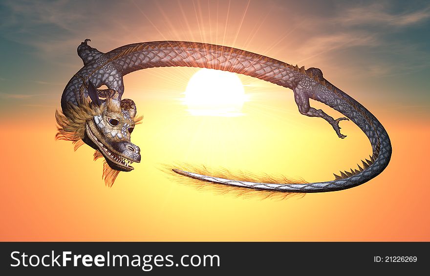 Image of the dragon flying