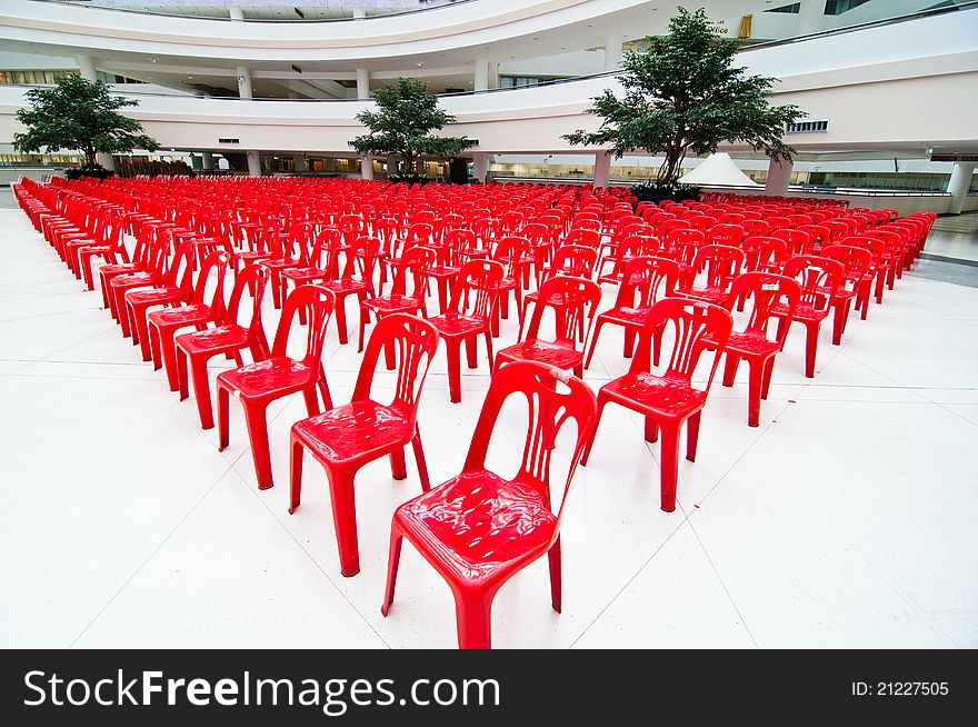 Arrangement of red chairs for meeting. Arrangement of red chairs for meeting