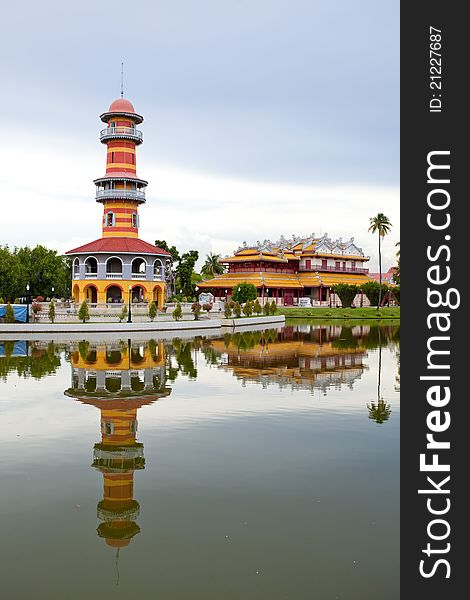 Red Tower in palace of Thailand