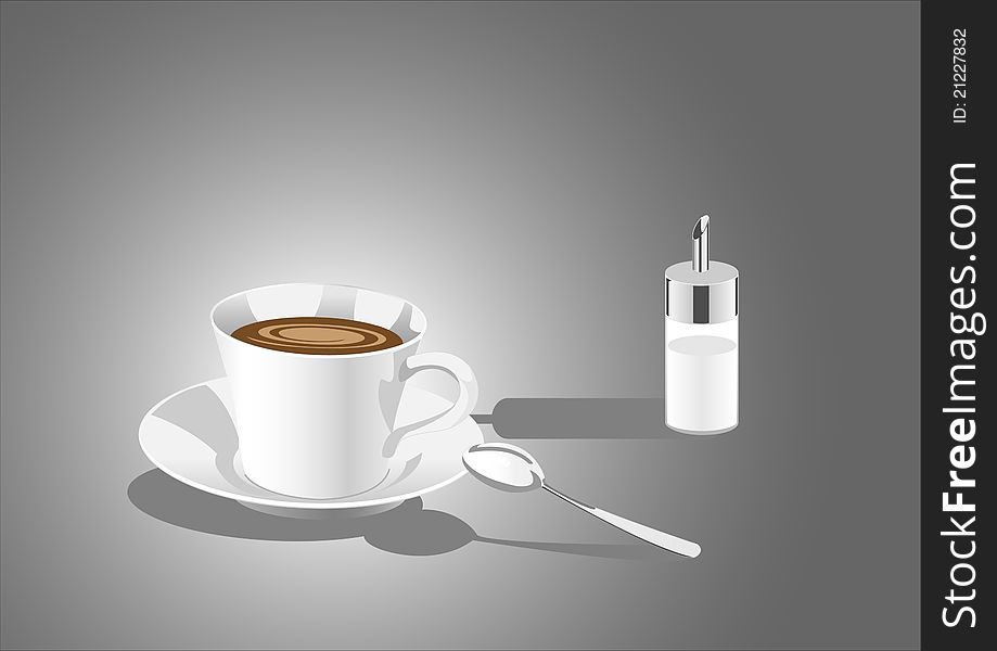 Coffee cup with sugar.Vector illustration. Coffee cup with sugar.Vector illustration.