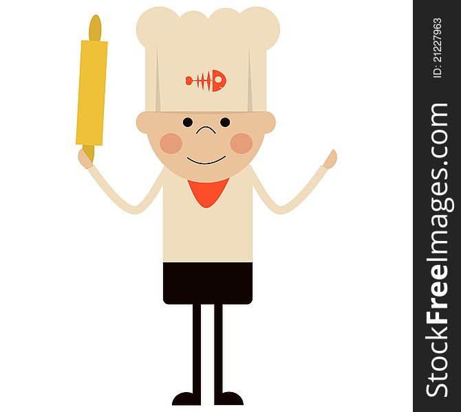 Cute and funny cartoon cook illustration