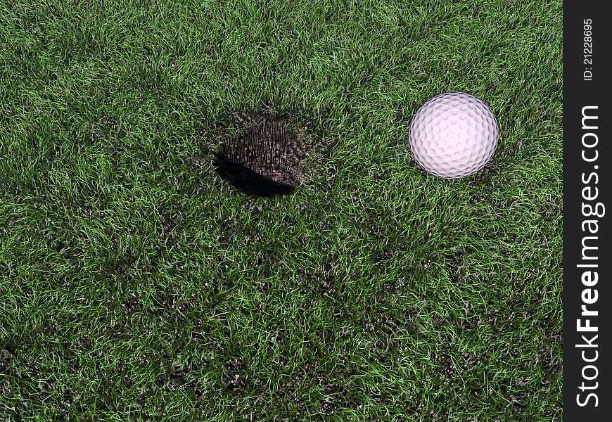 Golf ball on green grass