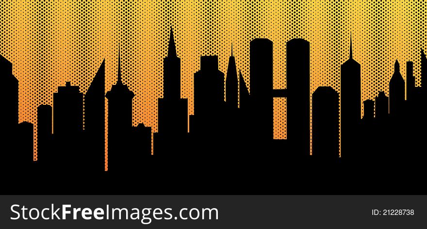 City landscape with skyscrapers, grungy background. City landscape with skyscrapers, grungy background.