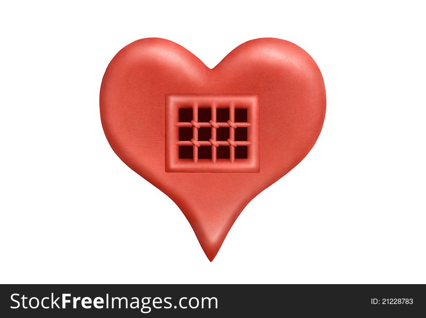 A heart as prison cell made of red plasticine. A heart as prison cell made of red plasticine