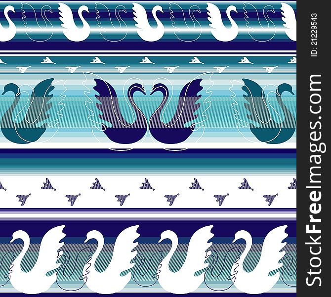 Striped effortless borders with stylized geese and traces