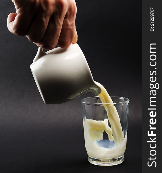 Man pouring milk in a glass
