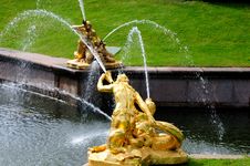 Fountains In Petergof Park. Fountains Samson Stock Photo