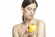 Beautiful Woman With An Apple Royalty Free Stock Photos