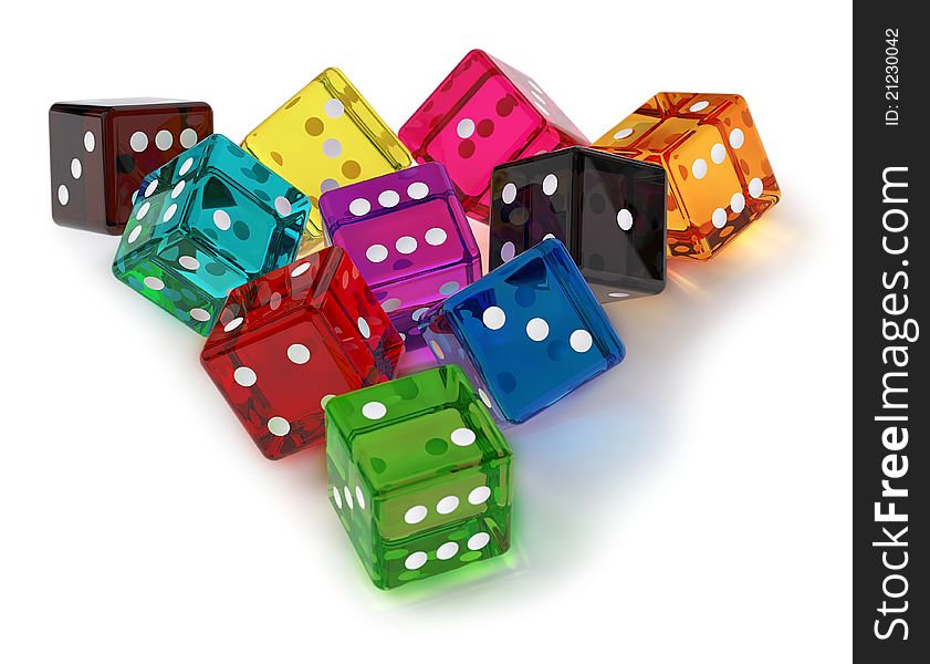 Colored dices for game in the casino at this night