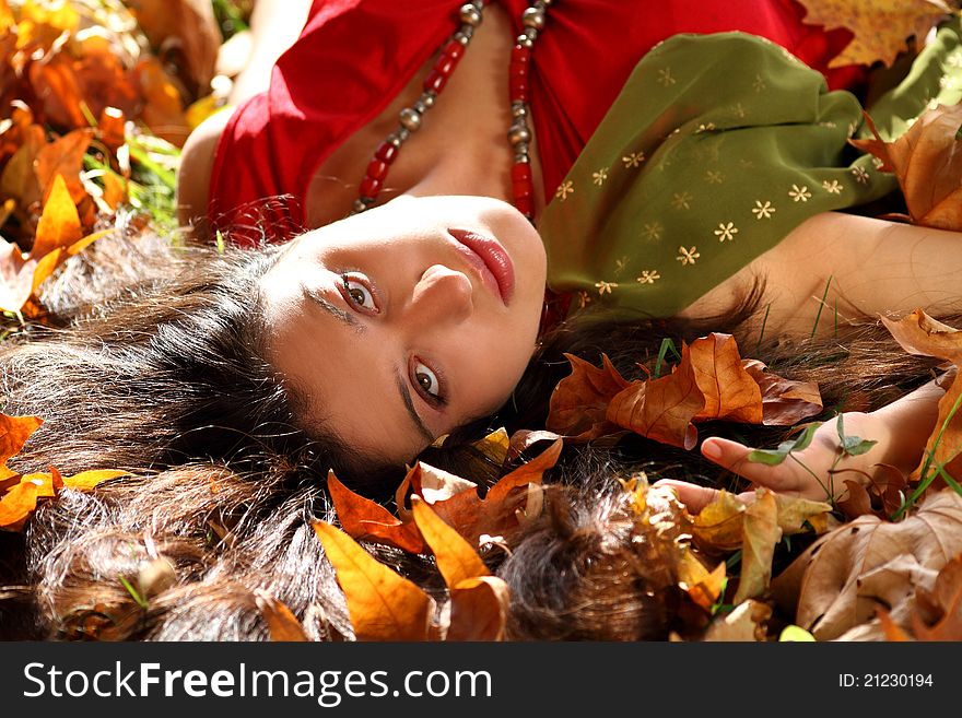 Girl in autumn park