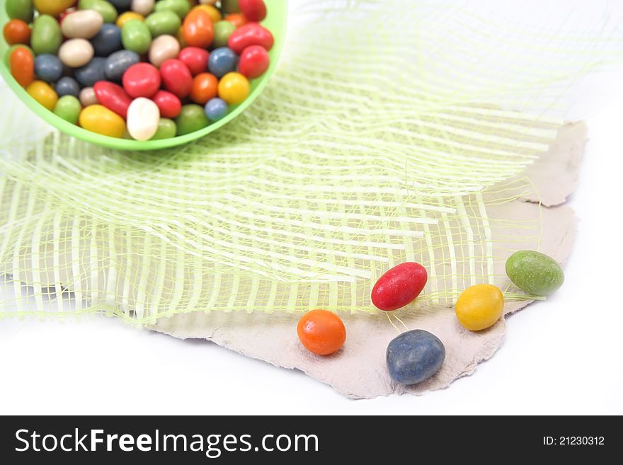 Decorative holiday background with colorful tasty candy