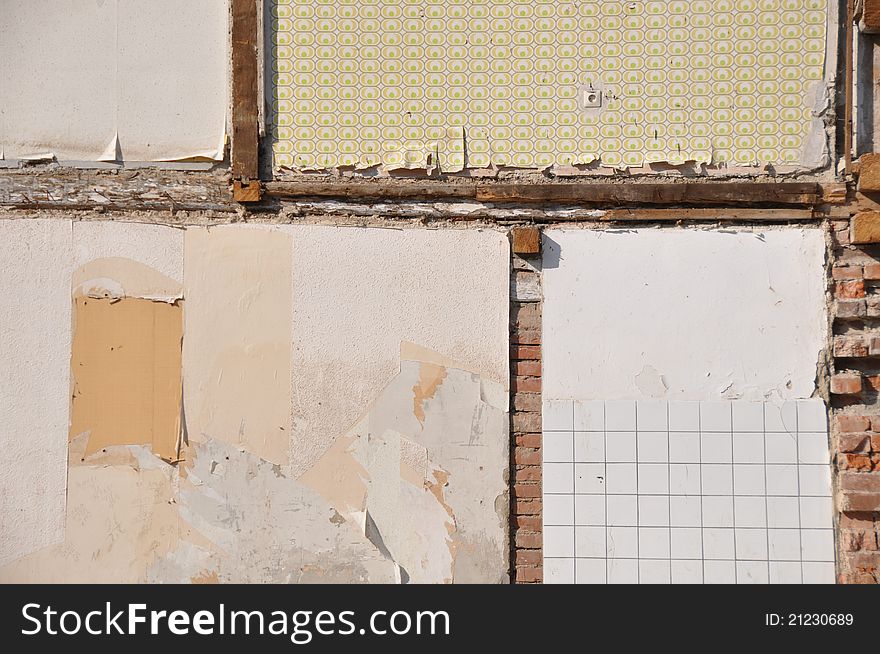 Inner wall of a ruin from a condemned house. Inner wall of a ruin from a condemned house