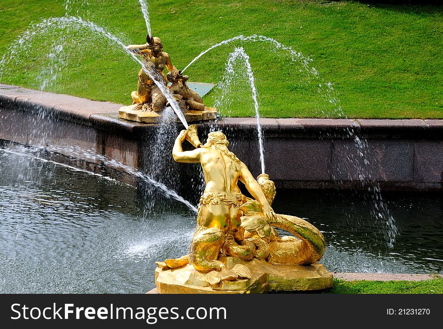 Fountains in Petergof park, Saint-Petersburg, Russia. Fountains in Petergof park, Saint-Petersburg, Russia