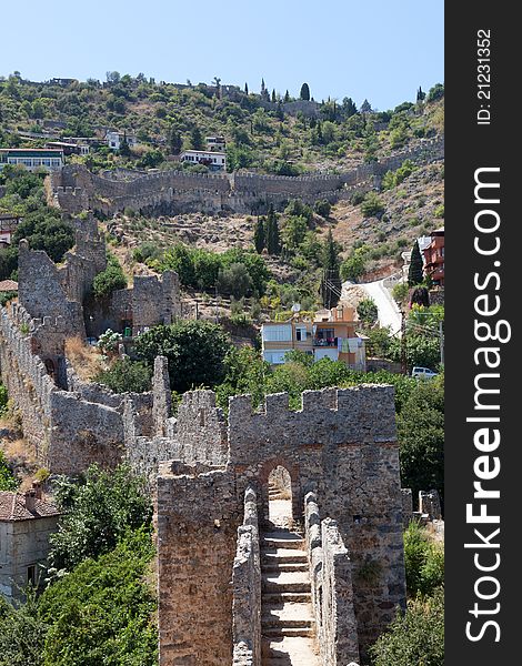 Turkey. Ruins of Ottoman fortress in Alanya. Turkey. Ruins of Ottoman fortress in Alanya