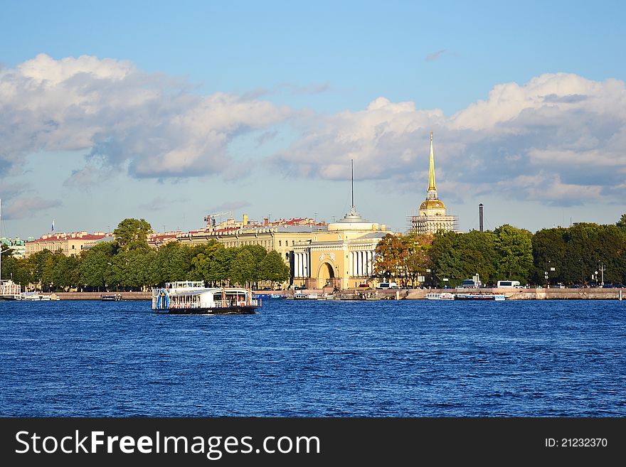 St. Petersburg Neva river and Admiralty Embankment. St. Petersburg Neva river and Admiralty Embankment