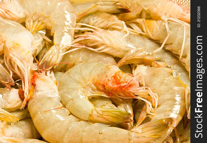 Fresh shrimps prepare for cooking