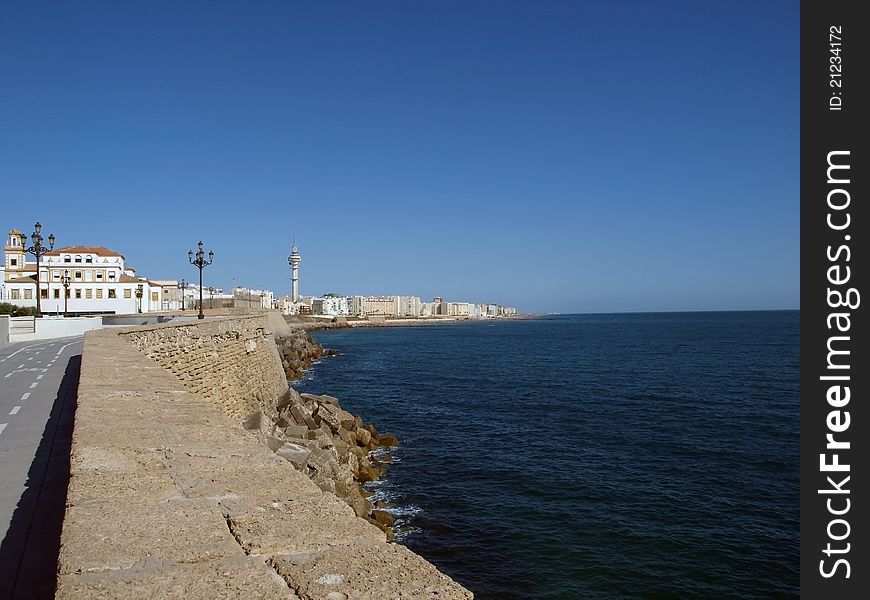 View of the waterfront in Cadiz, Spain. View of the waterfront in Cadiz, Spain