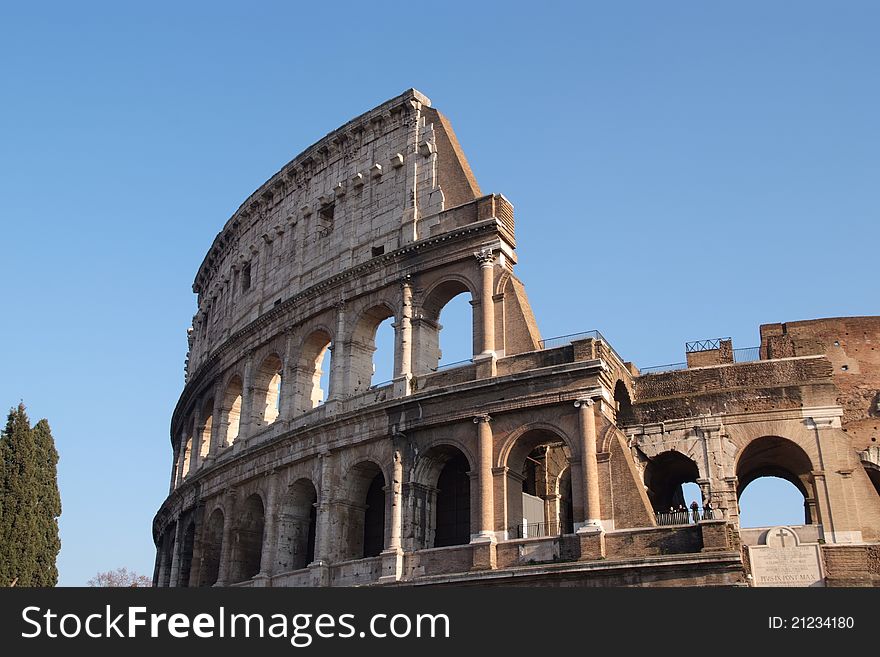 View of the Colosseum in Rome. View of the Colosseum in Rome