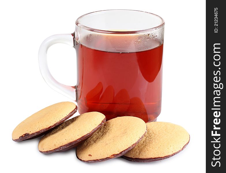 Color photo of biscuits and a cup of tea. Color photo of biscuits and a cup of tea