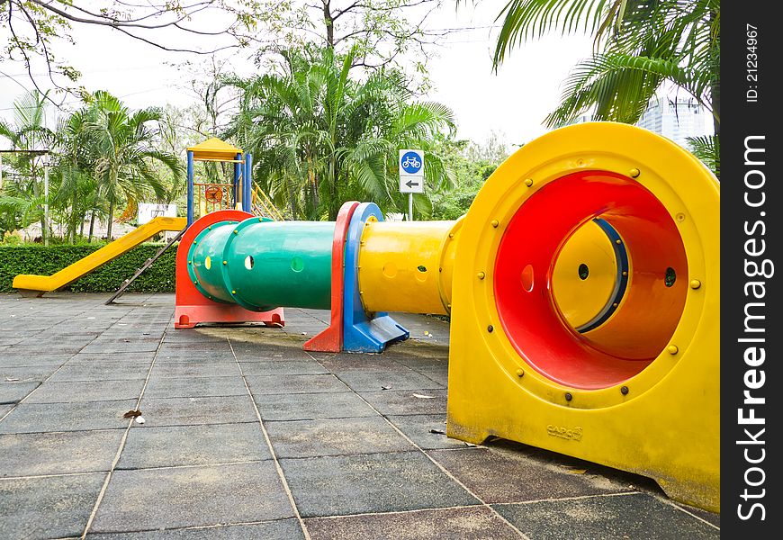 Colorful tube for children in children playground